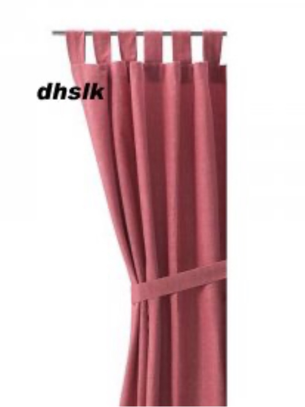 New IKEA Lenda Light Red Cotton One Curtain with Tie-Back 55”x98” Drape
